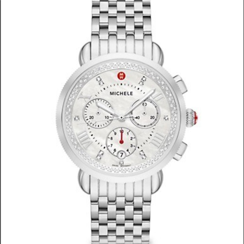 Michele Women's Sport Sail Chronograph Diamond Accent Stainless Steel Watch